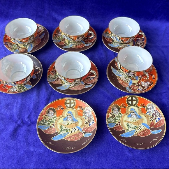 Antique Japanese Satsuma Dragonware Moriage Gold Tea Set - Hand Painted - Picture 13 of 16